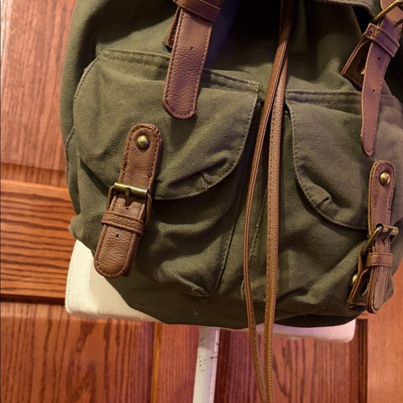 Canvas Backpack with Brown Accents - Picture 5 of 16